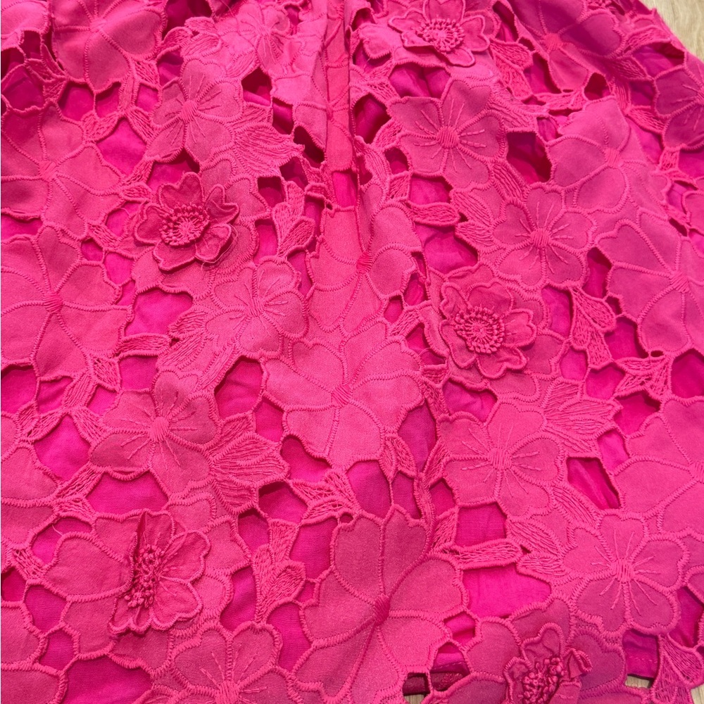 Influencer fave Hot Pink Lace Crochet Mini Dress - Picture 9 of 10